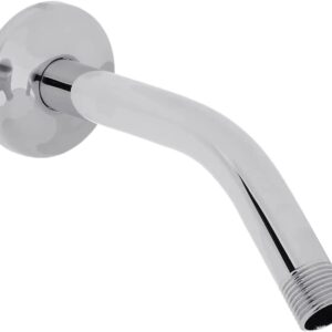 Westbrass D301-1-26 1/2" IPS x 8" Wall Mount Shower Arm with Sure Grip Flange, 1-Pack, Polished Chrome