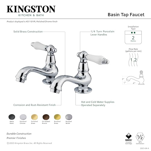 Kingston Brass KS1101PL Heritage Basin Tap Faucet, Polished Chrome