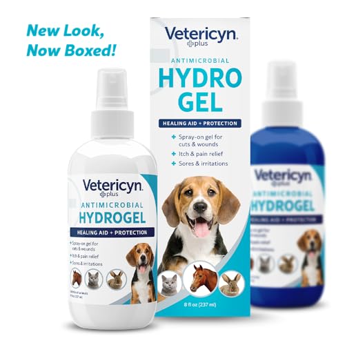 Vetericyn Plus Dog Wound Care Hydrogel Spray | Healing Aid and Wound Protectant, Sprayable Gel to Relieve Dog Itchy Skin, Safe for All Animals. 8 Ounces