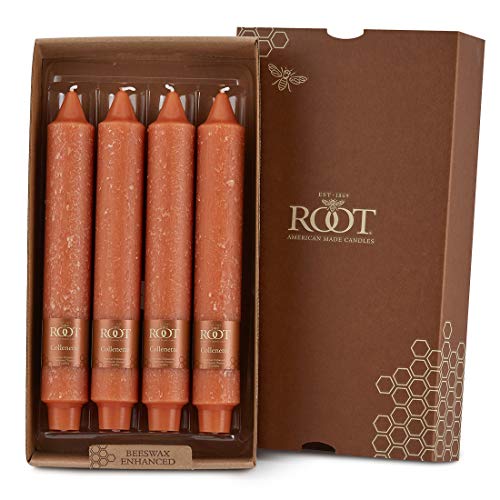 Root Candles 51919 Unscented Timberline Collenette 9-Inch Dinner Candles, 4-Count, Rust