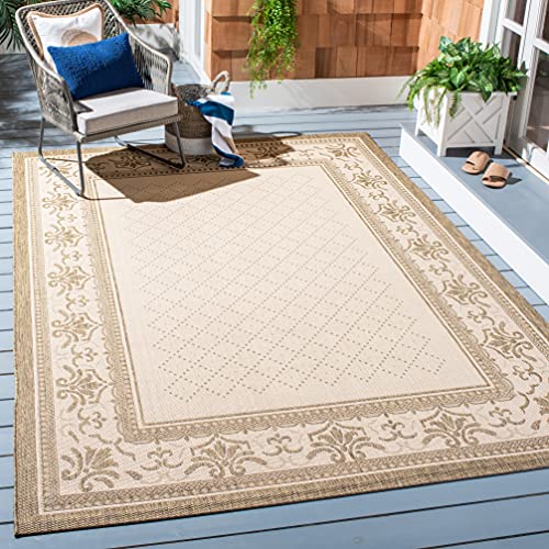 SAFAVIEH Courtyard Collection Area Rug - 8' x 11', Natural & Brown, Non-Shedding & Easy Care, Indoor/Outdoor & Washable-Ideal for Patio, Backyard, Mudroom (CY0901-3001)