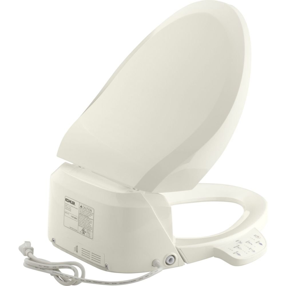 Kohler K-4737-96 C3 125 Elongated Warm Water Bidet Toilet Seat, Biscuit with Quiet-Close Lid and Seat, Automatic Deodorization, Adjustable Water Temperature, Nightlight, Heated Seat, Warm Air Dryer