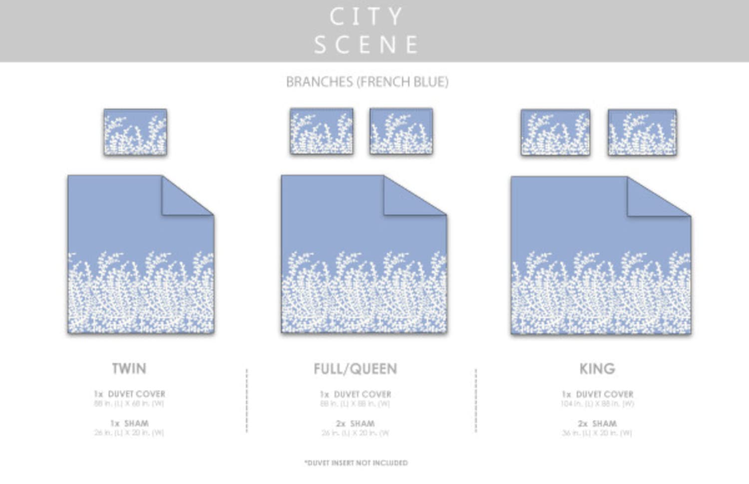 City Scene, Branches Collection, French Blue Duvet Set, King