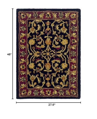 SAFAVIEH Heritage Collection Accent Rug - 2'3" x 4', Black & Red, Handmade Traditional Oriental Wool, Ideal for High Traffic Areas in Entryway, Living Room, Bedroom (HG953A)