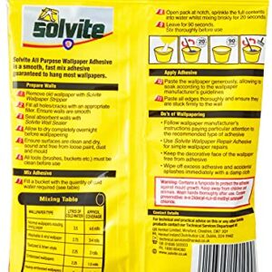 Solvite All-Purpose Wallpaper Adhesive, Reliable Adhesive for Wallpaper, All-Purpose Adhesive with Long-Lasting Results, Wallpaper Paste Hangs up to 5 Rolls (1x92 g Sachet)