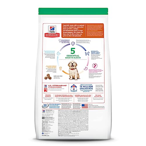 Hill's Science Diet Puppy, Large Breed Puppy Premium Nutrition, Dry Dog Food, Chicken & Brown Rice, 15.5 lb Bag