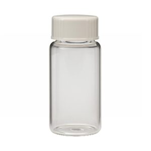 wheaton 986546 borosilicate glass 20ml liquid scintillation vial, with 22-400 white urea poly seal cone lined screw cap attached, 500 pieces