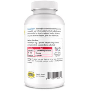 Omega-Caps High Potency Snip Tips for Medium to Large Breeds-Vet Formulated for Healthy Radiant Skin & Coat. Contains Omega 3 for Joint & Immune System Support, Easy to Dose Soft Gel Capsules 250 CT.