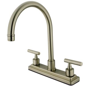 kingston brass ks8798cmlls manhattan 8" centerset kitchen faucet, brushed nickel