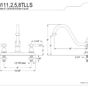 Kingston Brass KB3115TLLS Templeton 8-Inch Kitchen Faucet without Sprayer, Oil Rubbed Bronze