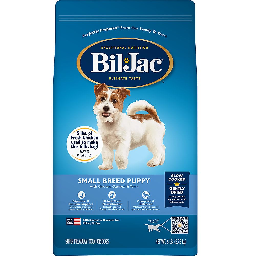 Bil-Jac Puppy Food Small Breed Formula Dry Dog Food 6 lb Bag - Chicken, Oatmeal & Yams - Super Premium Since 1947