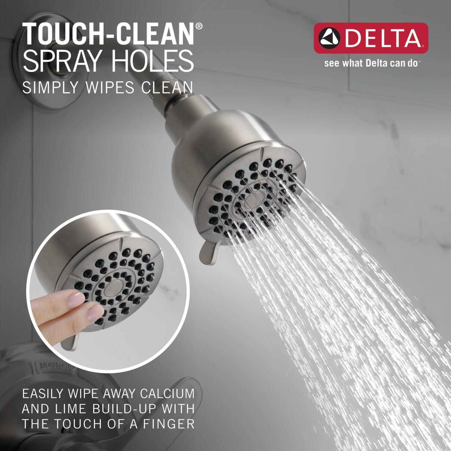 Delta Faucet Foundations Brushed Nickel Shower Faucet Set with 2-Spray Brushed Nickel Shower Head, Shower Trim Kit, Shower Faucet Sets Complete, Stainless BT13210-SS (Valve Not Included)