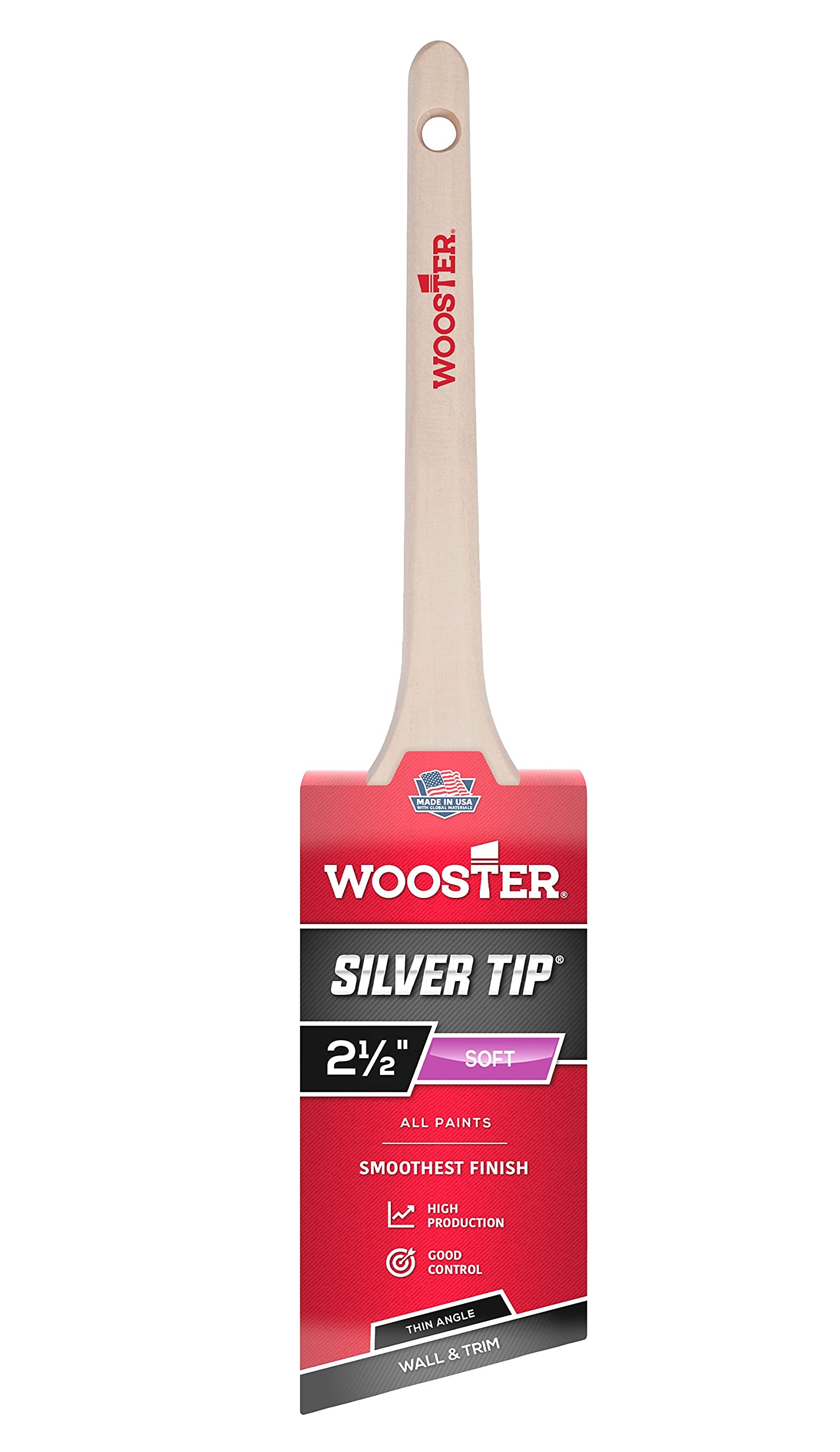 Wooster 5224-2 1/2 Sash Paint Brush, 2.5 Inch, Silver