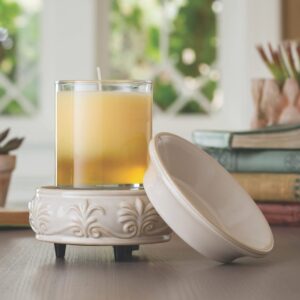 Candle Warmers Etc 2-In-1 Candle and Fragrance Warmer For Warming Scented Candles or Wax Melts and Tarts With To Freshen Room, Sandstone