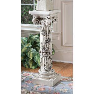 Design Toscano EU2866 Rose Garland Indoor/Outdoor Pedestal Plant Stand, 11 Inches Wide, 34 Inches Tall, Antique Stone Finish