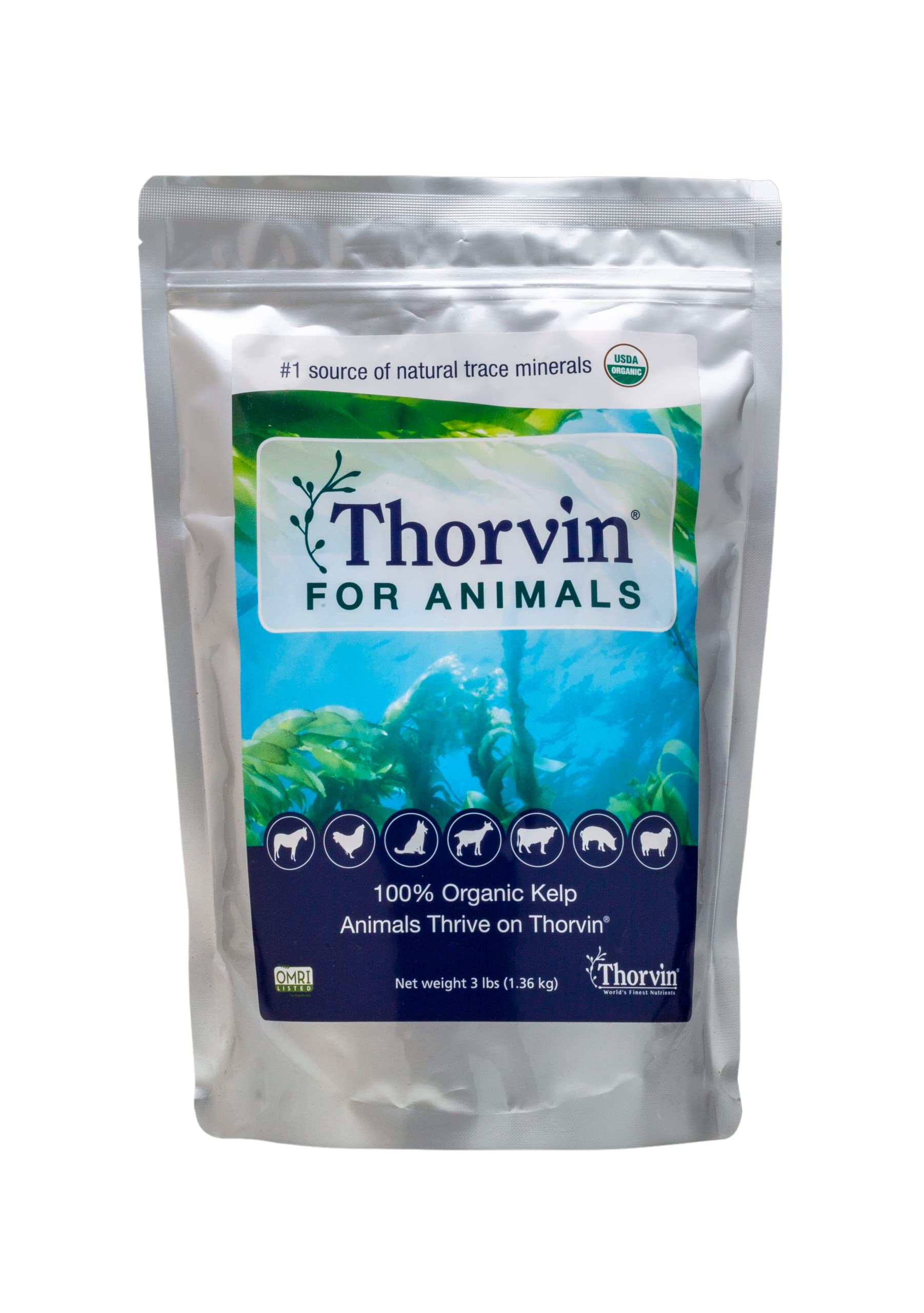 Thorvin Kelp For Animals | Organic Supplement for Skin, Coat, Digestion and Optimal Health | Suitable for Dogs, Cats, Horses, and Livestock | 3lb