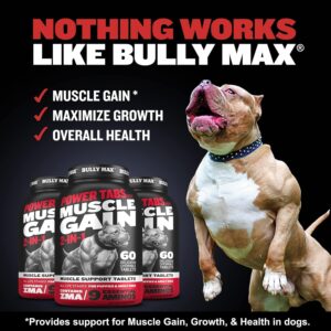 Bully Max 2-in-1 Muscle Builder Chewable Tablets for Puppies & Adult Dogs - Ultimate Canine Dog Supplement for Muscle Gain - 60 Tabs