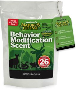 nature's defense behavior modification scent (44 oz) - animal repellent granular for outdoor use | animal repellent for yard | natural yard and outdoor protection | covers up to 7,000 sq. ft.