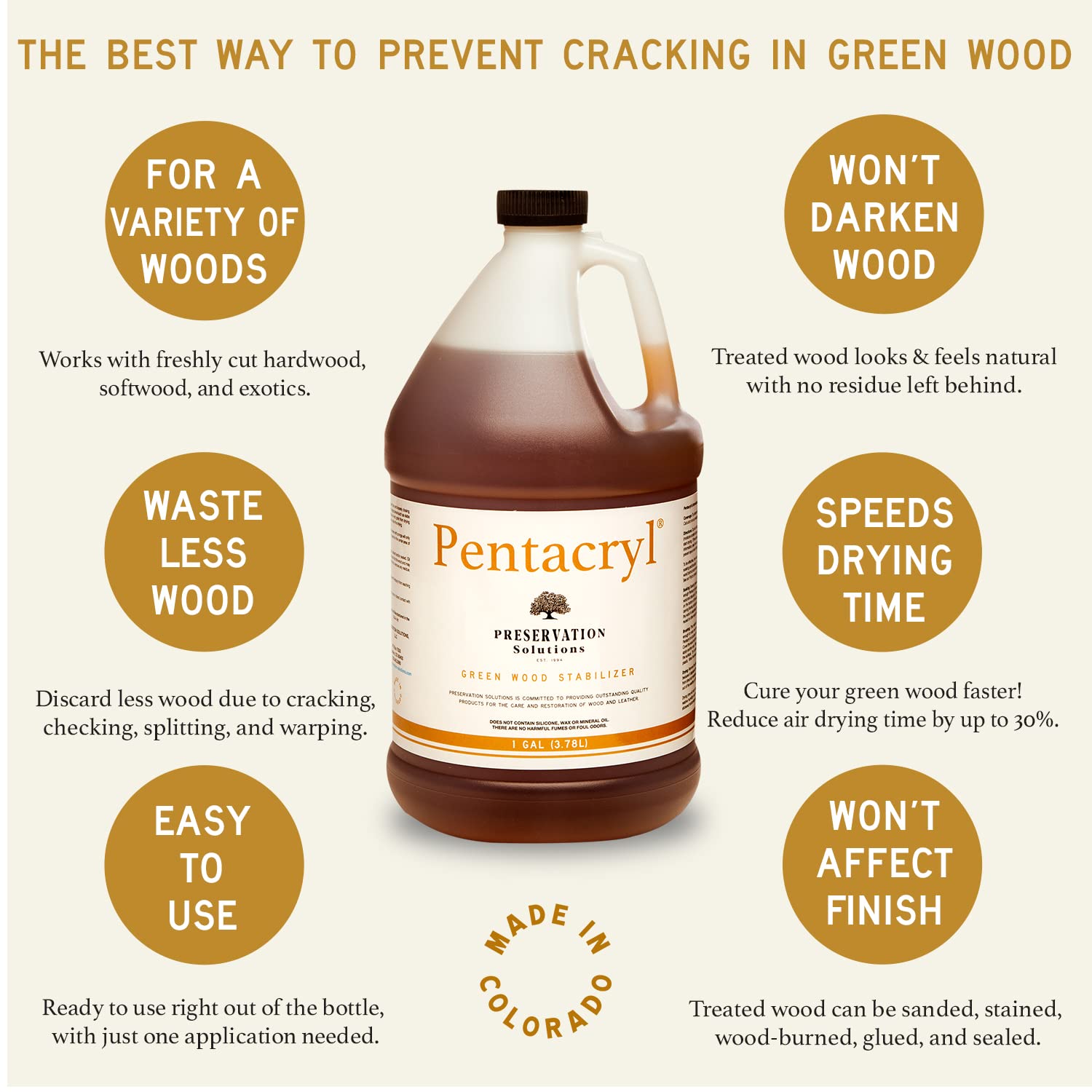 Preservation Solutions - Pentacryl Gallon - Green Wood Stabilizer