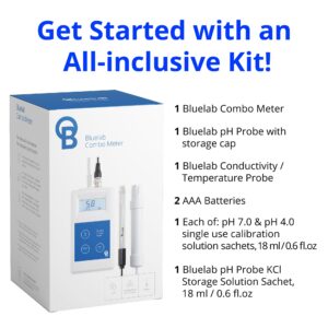 Bluelab Combo Meter for pH, Temperature & Conductivity in Water - Easy Calibration, Digital EC/TDS/PPM Tester for Hydroponics & Indoor Plants (METCOM)