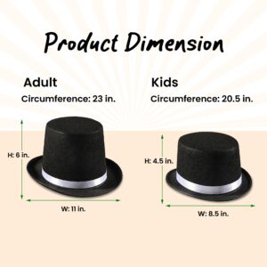 Dress Up America Top Hats for Kids and Adults - Black Magician Party Hat - Formal Tuxedo Hat - Unisex