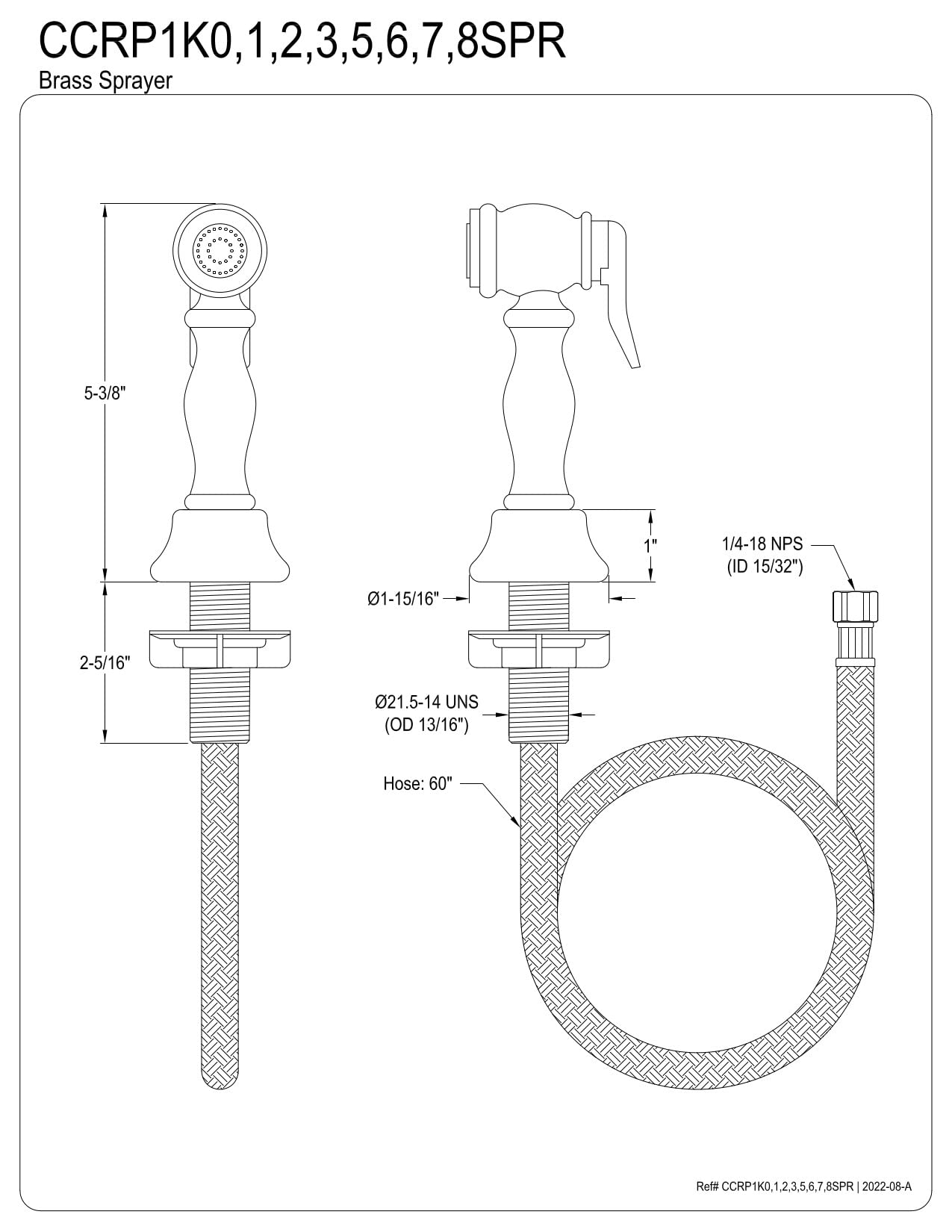 Kingston Brass Gourmetier CCRP1K5SPR Vintage Kitchen Faucet Sprayer, Oil Rubbed Bronze