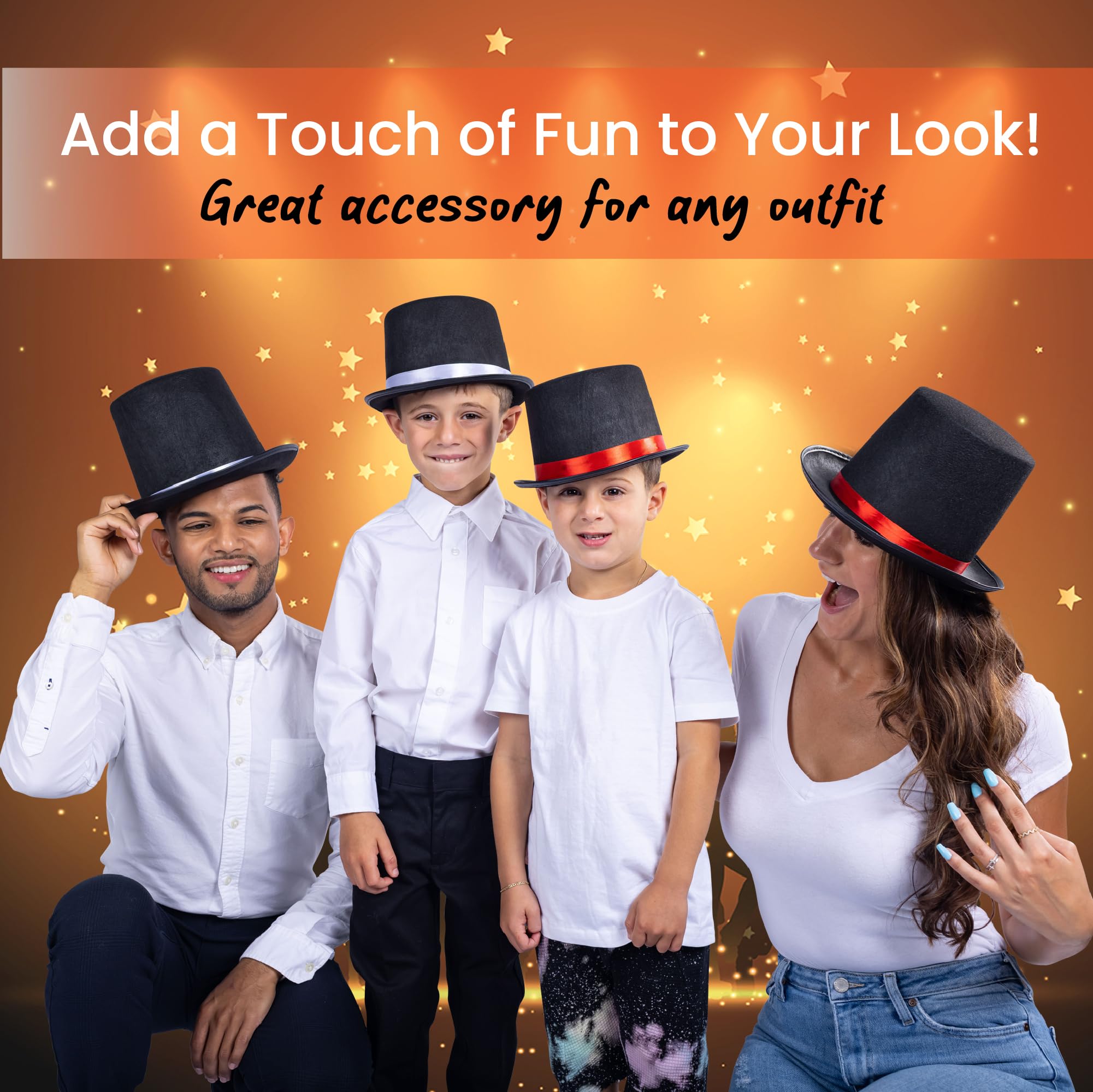 Dress Up America Top Hats for Kids and Adults - Black Magician Party Hat - Formal Tuxedo Hat - Unisex