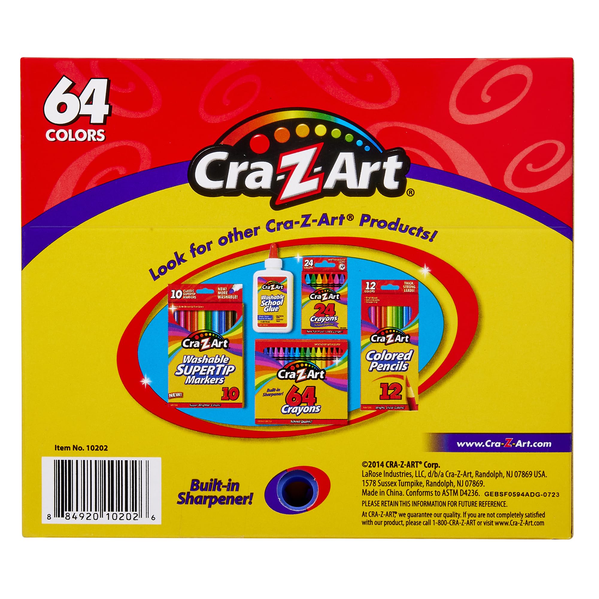 Cra-Z-Art Crayons, 64 Assorted Colors, 64/Pack (10202WM16)