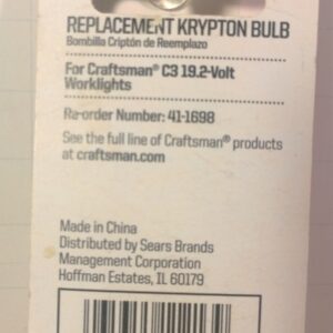 Replacement Krypton Bulb 1 Pk for Craftsman Worklight C3 19.2 volt