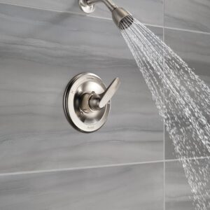 Delta Faucet Foundations Brushed Nickel Shower Faucet Set with 2-Spray Brushed Nickel Shower Head, Shower Trim Kit, Shower Faucet Sets Complete, Stainless BT13210-SS (Valve Not Included)