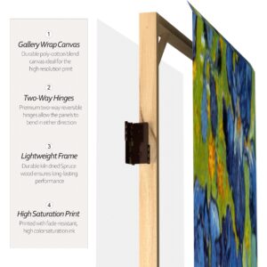 Red Lantern 6 ft. Tall Double Sided Works of Van Gogh Canvas Irises/Starry Night Over Rhone Room Divider, 6 Foot - 4 Panel, Blue