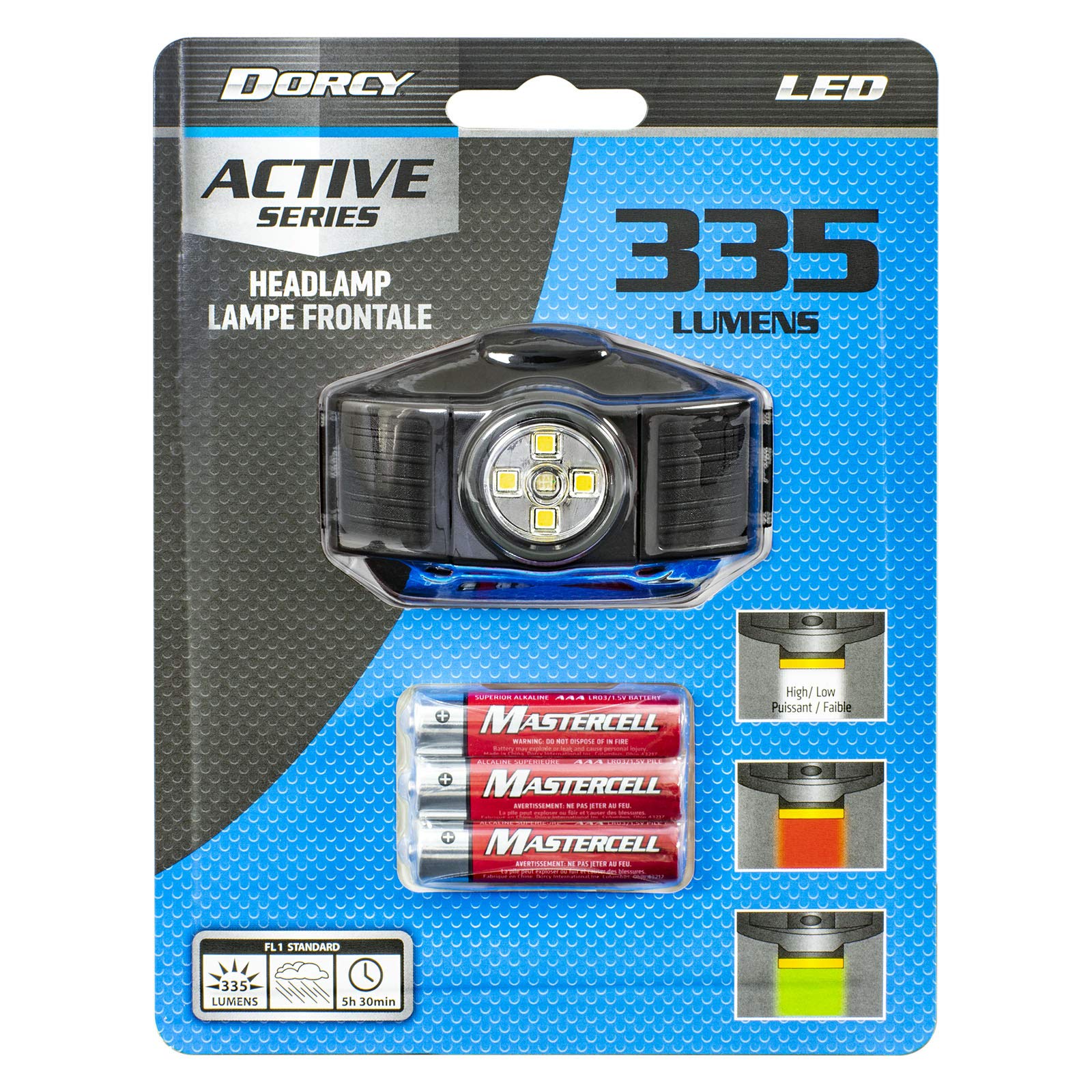 Dorcy 100-Lumen Weather Resistant Adjustable LED Headlight with Adjustable Head Strap, Black and Blue (41-2093)