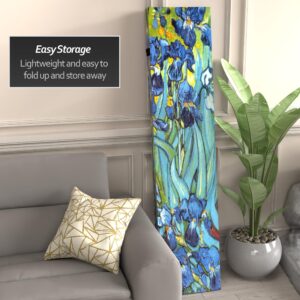 Red Lantern 6 ft. Tall Double Sided Works of Van Gogh Canvas Irises/Starry Night Over Rhone Room Divider, 6 Foot - 4 Panel, Blue