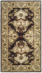 safavieh heritage collection accent rug - 2' x 3', espresso & ivory, handmade traditional oriental wool, ideal for high traffic areas in entryway, living room, bedroom (hg817b)