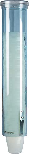 San Jamar Small Pull-Type Cup Dispenser Fits 3-4.5 Oz Cone Cups, 3-5 Oz Flat Cups with Flip Caps for Restaurants, Dining Halls, and Fast Food, Plastic, 16 Inches, Blue