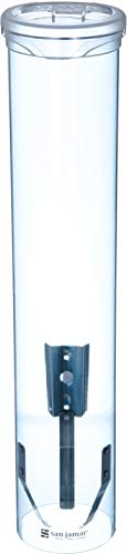 San Jamar Small Pull-Type Cup Dispenser Fits 3-4.5 Oz Cone Cups, 3-5 Oz Flat Cups with Flip Caps for Restaurants, Dining Halls, and Fast Food, Plastic, 16 Inches, Blue