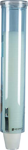 San Jamar Small Pull-Type Cup Dispenser Fits 3-4.5 Oz Cone Cups, 3-5 Oz Flat Cups with Flip Caps for Restaurants, Dining Halls, and Fast Food, Plastic, 16 Inches, Blue