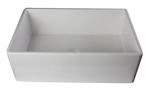 ALFI brand AB510 30-Inch Contemporary Smooth Fireclay Farmhouse Kitchen Sink, White