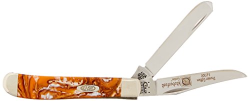 Case Cutlery 9207OF Case Oktoberfest Corelon Mini Trapper Pocket Knife with Stainless Steel Blades, Orange, Black and White mixed Corelon