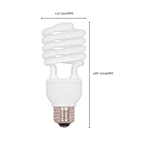 Satco S7227 23-Watt Medium Base T2 Mini Spiral, 2700K, 120V, Equivalent to 100-Watt Incandescent Lamp for Enclosed Fixtures, 2700 Soft White