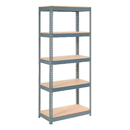 Global Industrial Boltless Extra Heavy Duty Shelving 36"W x 18"D x 72"H, 5 Shelves, Wood Deck