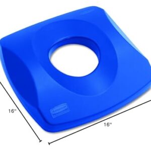 Rubbermaid Commercial Products Untouchable Recycling Plastic Bottle Lid, 23 gallons , Blue (FG269100BLUE)