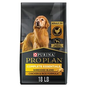 purina pro plan senior dog food with probiotics for dogs, shredded blend chicken & rice formula - 18 lb. bag