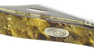 Case Cutlery 9220BR Butter Rum Corelon Peanut Pocket Knife with Stainless Steel Blades, Gold, White and Black Mixed Corelon