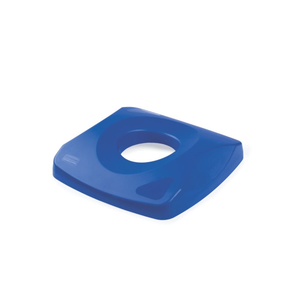 Rubbermaid Commercial Products Untouchable Recycling Plastic Bottle Lid, 23 gallons , Blue (FG269100BLUE)