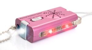 brite strike – personal protection alarm with 120 db loud security safe sound - complete emergency self defense device, battery powered – pink