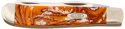 Case Cutlery 9207OF Case Oktoberfest Corelon Mini Trapper Pocket Knife with Stainless Steel Blades, Orange, Black and White mixed Corelon