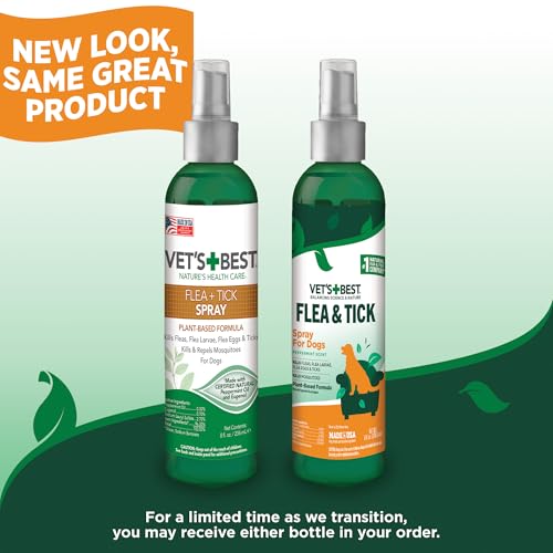 Vet's Best Flea & Tick Spray | Plant-Based Flea and Tick Treatment for Dogs | Certified Natural Oils | 8 Ounces