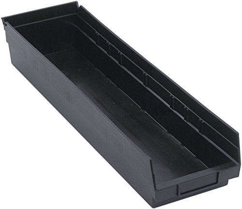 Quantum Storage Systems QSB106BK 8-Pack 4" Hanging Plastic Shelf Bin Storage Containers, 23-5/8" x 6-5/8" x 4" , Black