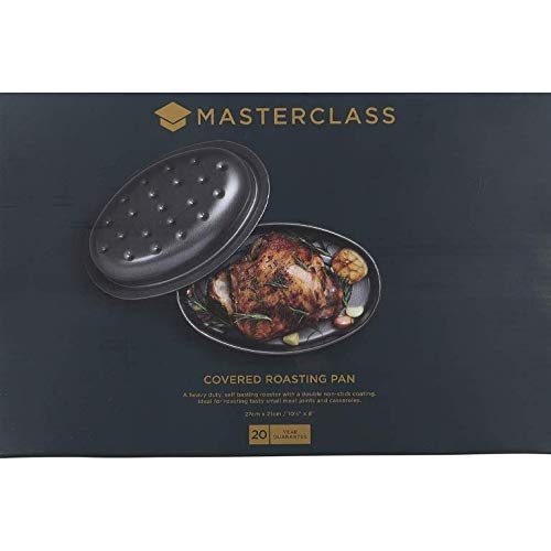 MasterClass Self-Basting Non-Stick Roasting Tin with Lid, Carbon, Grey, 27 x 18 x 10cm